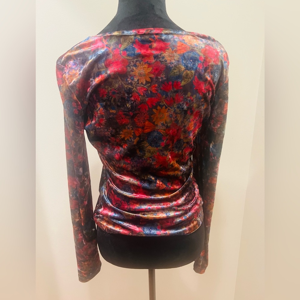 Natural Life Velvet Floral Boho Top Tagged M Fits XS Small - Picture 7 of 9